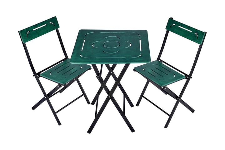 Kahvilasetti Riotorto 60 cm kukkakuvio + 2 tuolia - Vihreä / Musta - Puutarhakalusteet - Ulkoryhmä - Cafe-ryhmä