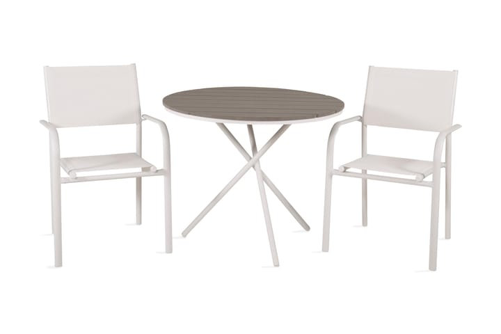 Mulilo Parvekepöytä ja 2 Langstrand nojatuolia - Aintwood/Valkoinen - Puutarhakalusteet - Ulkoryhmä - Cafe-ryhmä