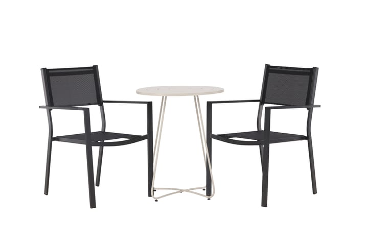 Parvekeryhmä Bacong Pyöreä 60 cm 2 Copacabana tuolia - Musta/Beige - Puutarhakalusteet - Ulkoryhmä - Cafe-ryhmä