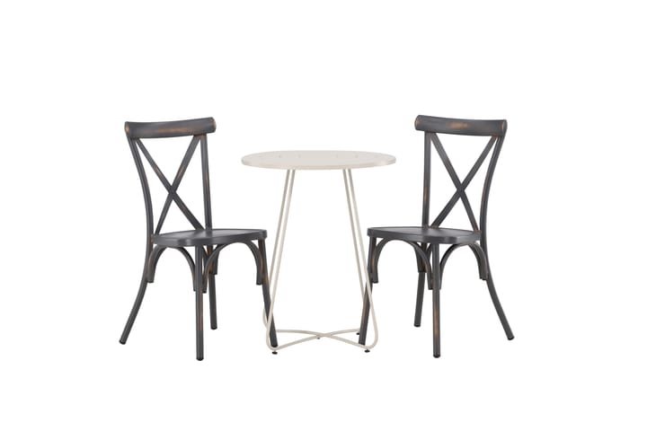 Parvekeryhmä Bacong Pyöreä 60 cm 2 Tablas tuolia - Tummanharmaa/Beige - Puutarhakalusteet - Ulkoryhmä - Cafe-ryhmä