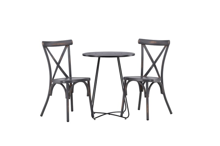 Parvekeryhmä Bacong Pyöreä 60 cm 2 Tablas tuolia - Tummanharmaa/Musta - Puutarhakalusteet - Ulkoryhmä - Cafe-ryhmä