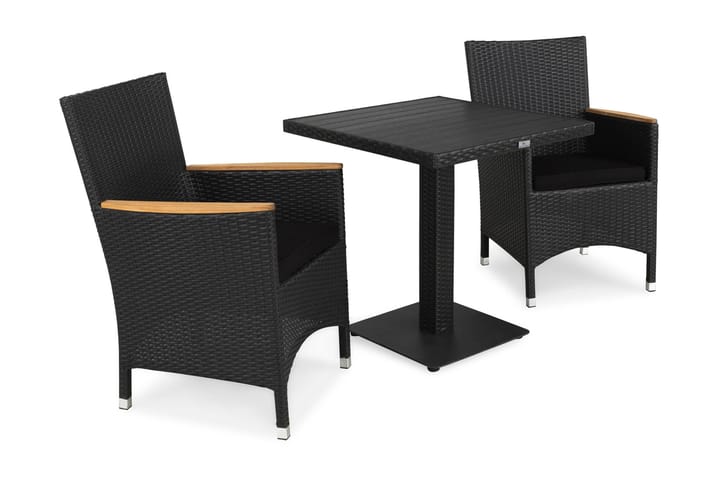 Parvekeryhmä Bahamas 70 cm 2 Thor Lyx tuolia Pehmusteet - Musta/Tiikki - Puutarhakalusteet - Ulkoryhmä - Cafe-ryhmä