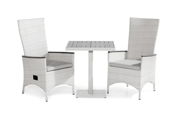 Parvekeryhmä Bahamas 70x70 + 2 Jenny Lyx tuolia Pehmuste - Valk/Harmaa/L.valk - Puutarhakalusteet - Ulkotilan ruokailuryhmät - Cafe-ryhmä
