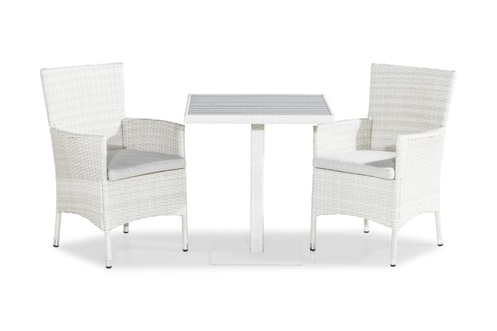Parvekeryhmä Bahamas 70x70 + 2 Thor tuolia Pehmuste - Valkoinen/L.valk - Puutarhakalusteet - Ulkotilan ruokailuryhmät - Cafe-ryhmä