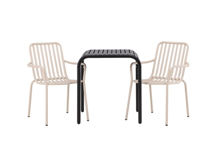 Parvekeryhmä Borneo 70 cm 2 Peking tuolia - Beige/Musta - Puutarhakalusteet - Ulkoryhmä - Cafe-ryhmä