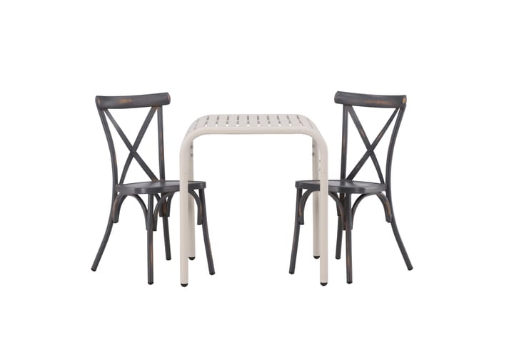 Parvekeryhmä Borneo 70 cm 2 Tablas tuolia - Tummanharmaa/Beige - Puutarhakalusteet - Ulkoryhmä - Cafe-ryhmä