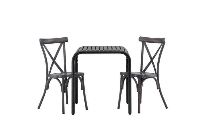 Parvekeryhmä Borneo 70 cm 2 Tablas tuolia - Tummanharmaa/Musta - Puutarhakalusteet - Ulkoryhmä - Cafe-ryhmä