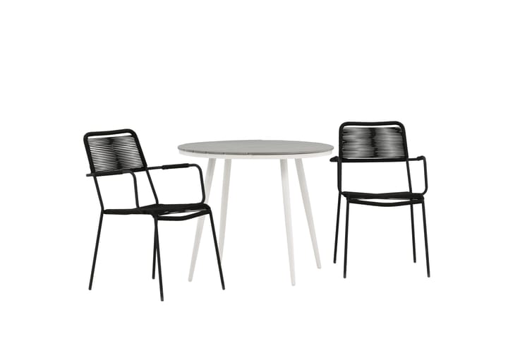 Parvekeryhmä Break Pyöreä 90 cm 2 Lindos tuolia - Valk/Harmaa/Alumiini - Puutarhakalusteet - Ulkoryhmä - Cafe-ryhmä