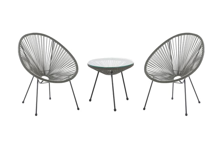 Parvekeryhmä Cayaco 70 cm + 2 tuolia - Polyrottinki / tummanharmaa - Puutarhakalusteet - Ulkoryhmä - Cafe-ryhmä