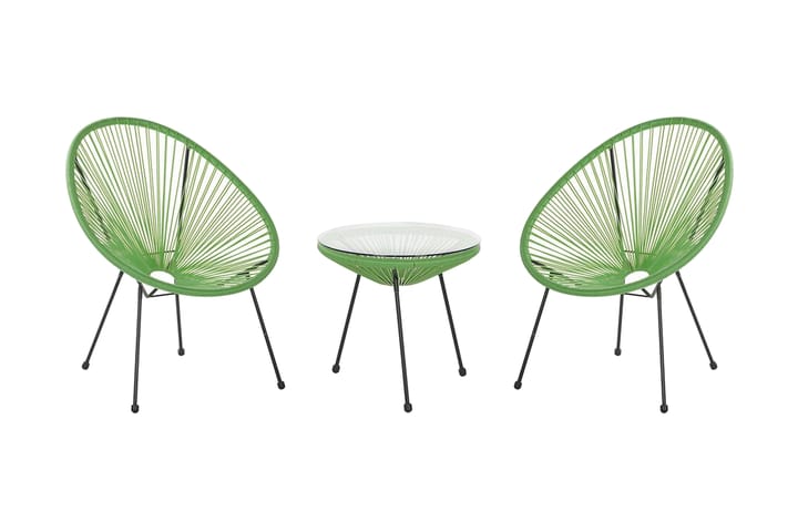 Parvekeryhmä Cayaco 70 cm + 2 tuolia - Polyrottinki / vihreä - Puutarhakalusteet - Ulkotilan ruokailuryhmät - Cafe-ryhmä