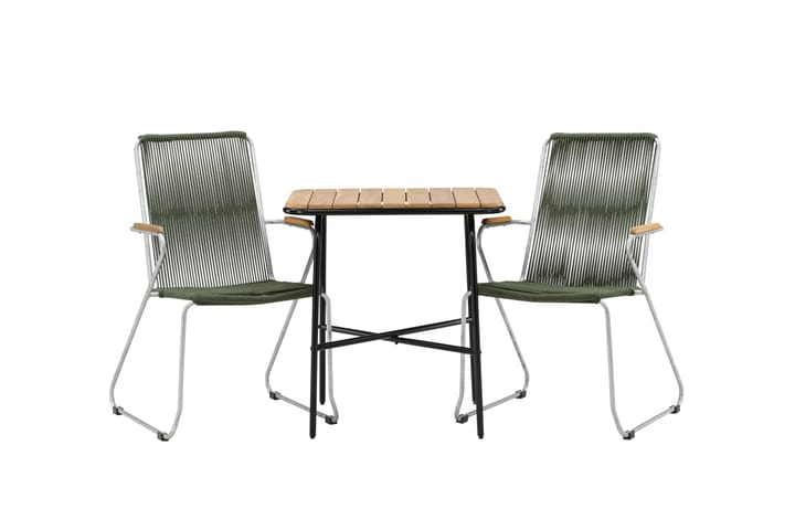Parvekeryhmä Holmbeck 70 cm 2 Bois tuolia - Vihreä/Ruskea - Puutarhakalusteet - Ulkoryhmä - Cafe-ryhmä