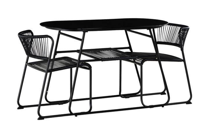 Parvekeryhmä Lamborg 120 cm Soikea 2 tuolia - Lasi/Musta - Puutarhakalusteet - Ulkoryhmä - Cafe-ryhmä