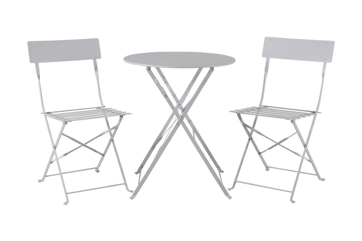 Parvekeryhmä Malaga 60 cm + 2 taitettavaa tuolia - Harmaa - Puutarhakalusteet - Ulkotilan ruokailuryhmät - Cafe-ryhmä