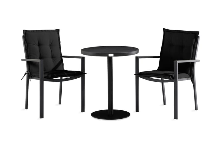 Parvekeryhmä Tunis 70x70 + 2 tuolia pehmuste - Musta - Puutarhakalusteet - Ulkoryhmä - Cafe-ryhmä
