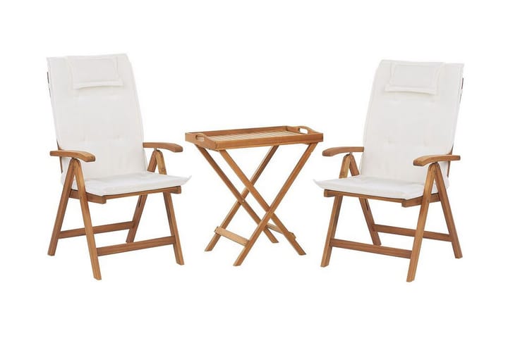Parvekesetti pöytä ja 2 tuolia Valkoinen JAVA - Puu/Luonnonväri - Puutarhakalusteet - Ulkoryhmä - Cafe-ryhmä