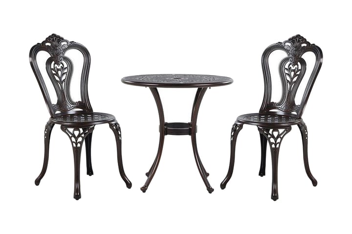 Parvekesetti Radogna 65 cm + 2 tuolia - Ruskea - Puutarhakalusteet - Ulkoryhmä - Cafe-ryhmä