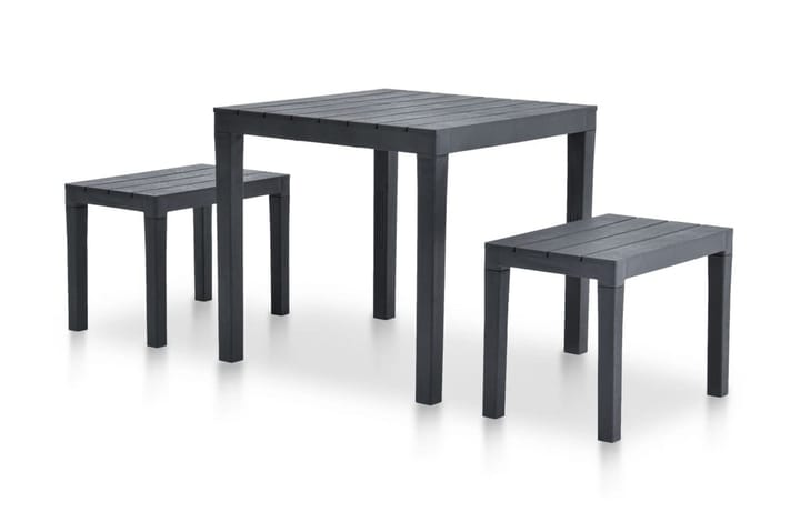Puutarhapöytä 2 penkillä muovi antrasiitti - Antrasiitti - Puutarhakalusteet - Terassipöydät - Ruokapöytä terassille