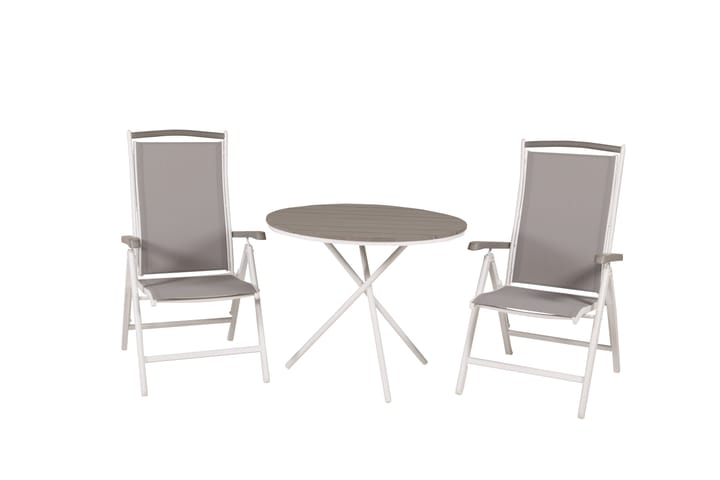Ruokailuryhmä Parma Pyöreä 90 cm 2 Albany tuolia Valk/Harmaa - Venture Home - Puutarhakalusteet - Ulkoryhmä - Cafe-ryhmä