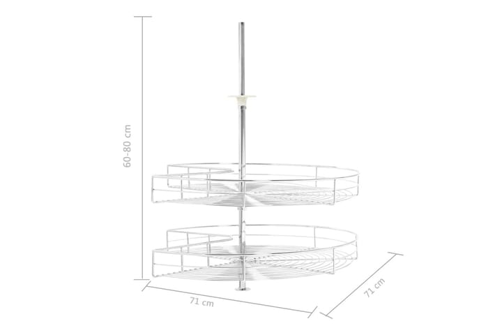 2-kerroksinen keittiön ritilähylly hopea 270° 71x71x80 cm - Hopea - Puutarhakalusteet - Ulkoryhmä - Ruokailuryhmät ulos