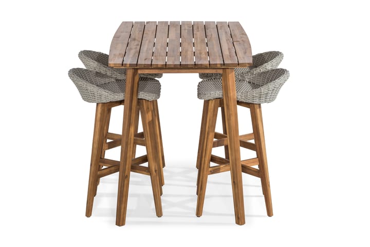 Baaripöytä Tamarin 80x150 + 4 tuolia - Akaasia/Valkoinen - Puutarhakalusteet - Terassipöydät - Ruokapöytä terassille