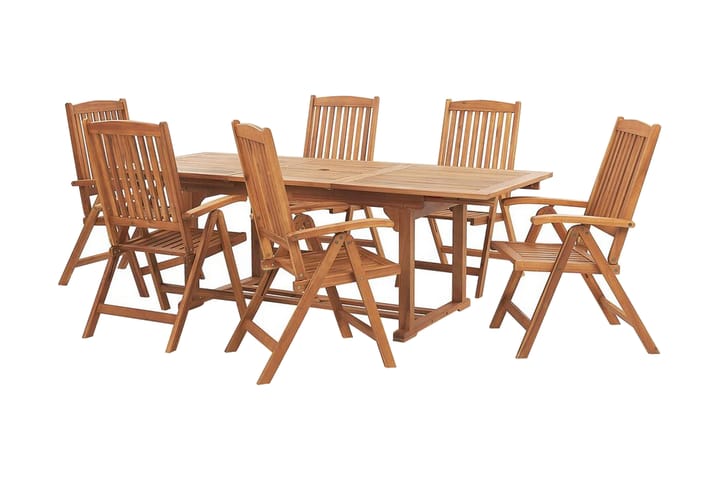 Puutarhakalusteet Pöytä ja 6 tuolia JAVA - Puu/Luonnonväri - Puutarhakalusteet - Ulkoryhmä - Ruokailuryhmät ulos