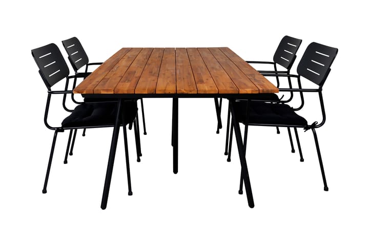 Ruokailuryhmä Chan 200 cm 4 Nicke tuolia Musta/Luonnonväri - Venture Home - Puutarhakalusteet - Ulkoryhmä - Ruokailuryhmät ulos