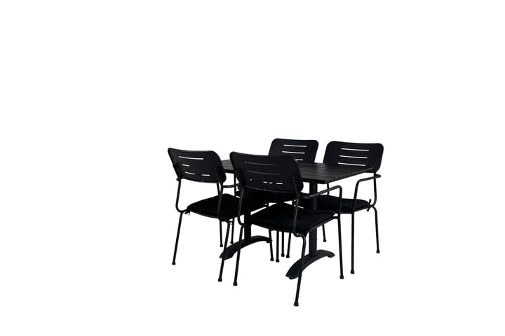 Ruokailuryhmä Denver 120 cm 4 Nicke tuolia Musta - Venture Home - Puutarhakalusteet - Ulkoryhmä - Ruokailuryhmät ulos