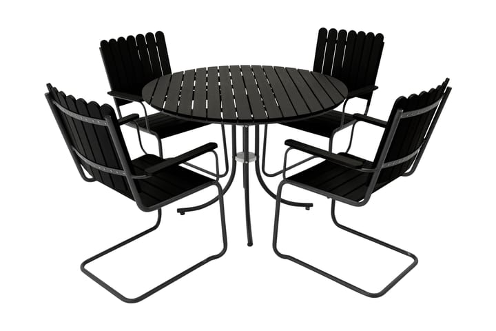 Ruokailuryhmä Holmsund 103 Pyöreä + 4 tuolia - Venture Home - Puutarhakalusteet - Ulkoryhmä - Ruokailuryhmät ulos