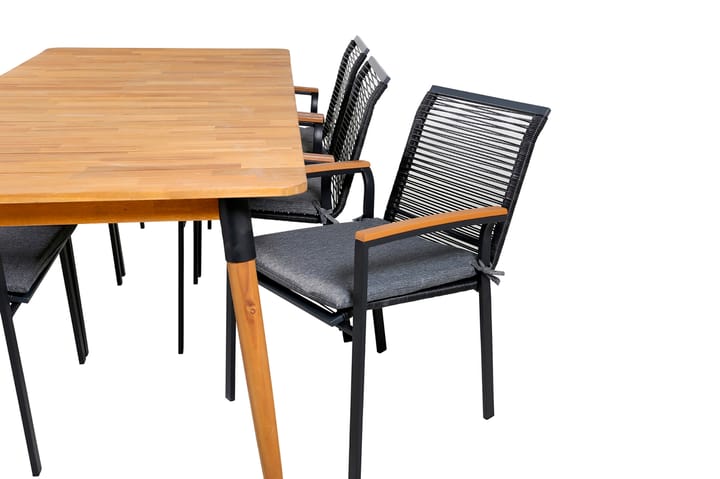 Ruokailuryhmä Julian 210 cm 6 Dallas tuolia Musta/Luonnonvär - Venture Home - Puutarhakalusteet - Ulkoryhmä - Ruokailuryhmät ulos