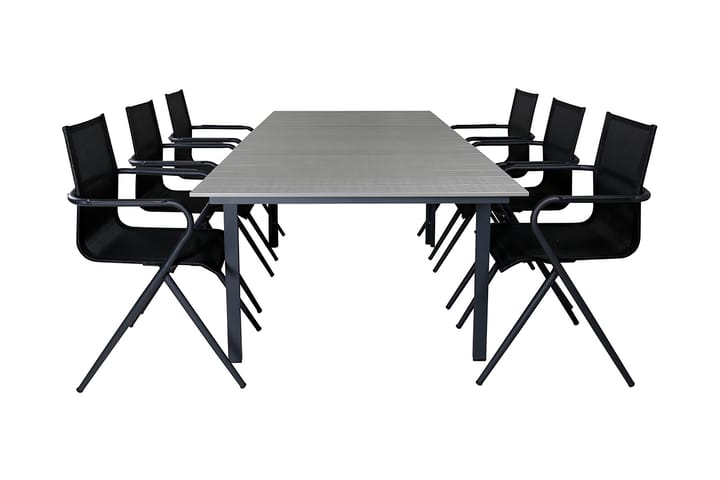 Ruokailuryhmä Levels 160 cm 6 Alling tuolia - Musta / Harmaa - Puutarhakalusteet - Ulkoryhmä - Ruokailuryhmät ulos