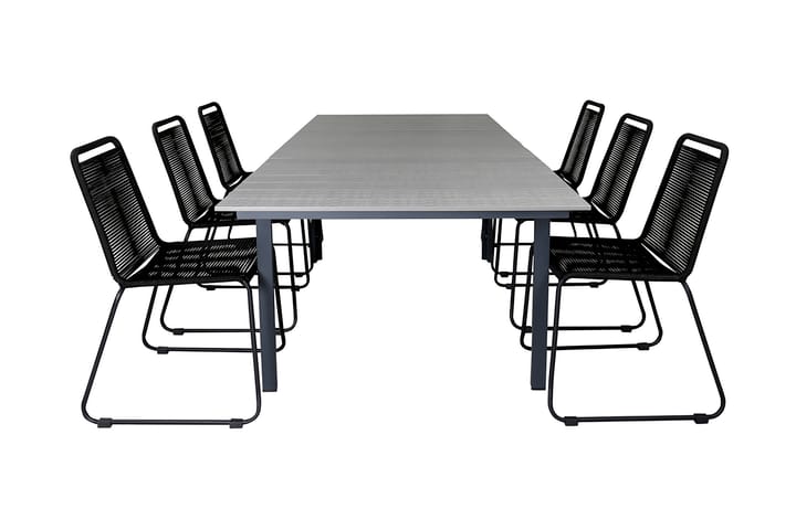 Ruokailuryhmä Levels 160 cm 6 Linero tuolia - Musta / Harmaa - Puutarhakalusteet - Ulkoryhmä - Ruokailuryhmät ulos