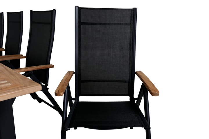 Ruokailuryhmä Panama Jatk 224-324 cm 8 tuolia Musta/Ruskea - Venture Home - Puutarhakalusteet - Ulkoryhmä - Ruokailuryhmät ulos