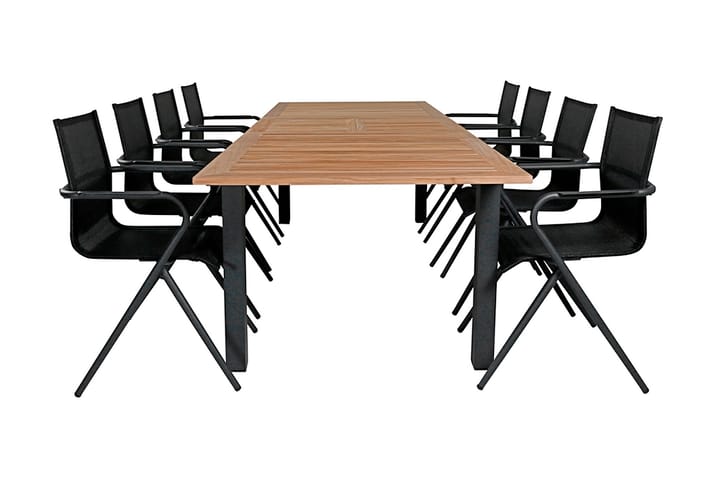 Ruokailuryhmä Panama Jatk 224 cm 8 Alina tuolia Musta/Ruskea - Venture Home - Puutarhakalusteet - Ulkoryhmä - Ruokailuryhmät ulos