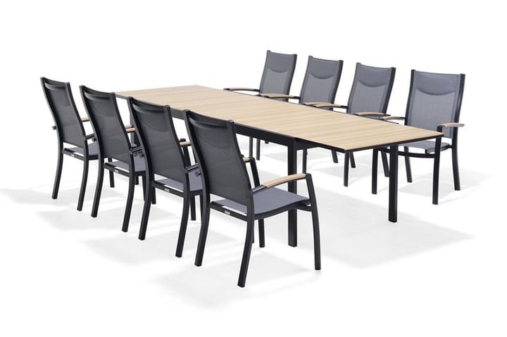Ruokailuryhmä Panama Jatkettava 211 cm + 8 tuolia - Musta / Keltainen - Kodintekstiilit - Matot - Moderni matto - Sisalmatto
