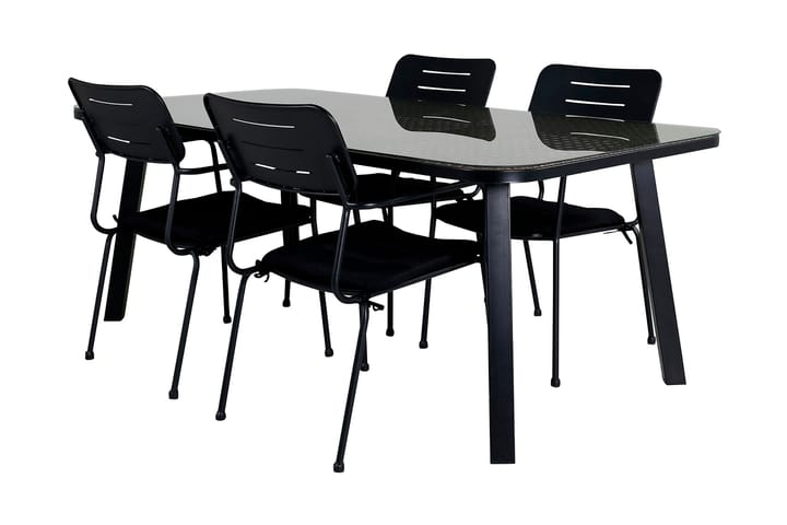 Ruokailuryhmä Paola 200 cm 4 Nicke tuolia Musta/Luonnonväri - Venture Home - Puutarhakalusteet - Ulkoryhmä - Ruokailuryhmät ulos