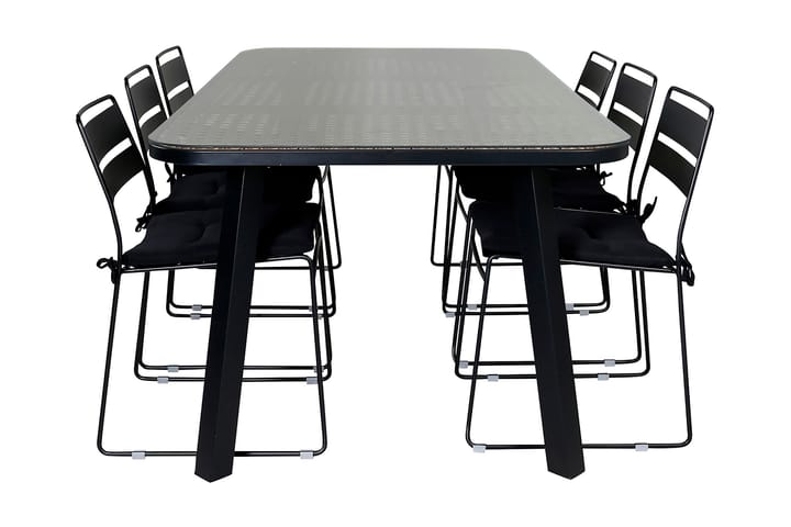 Ruokailuryhmä Paola 200 cm 6 Lina tuolia Musta - Venture Home - Puutarhakalusteet - Ulkoryhmä - Ruokailuryhmät ulos