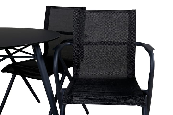 Ruokailuryhmä Santorini Pyöreä 100 cm 4 Alina tuolia Musta - Venture Home - Puutarhakalusteet - Ulkoryhmä - Ruokailuryhmät ulos