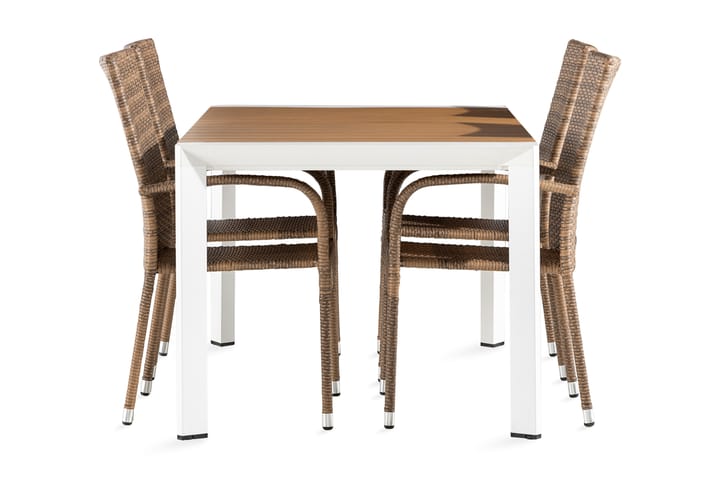 Ruokapöytä Demple 150 cm + 4 Thor Light nojatuolia - Puutarhakalusteet - Ulkoryhmä - Ruokailuryhmät ulos