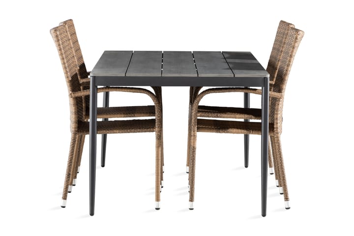 Ruokapöytä Zaide 150 cm + 4 Thor Light nojatuolia - Puutarhakalusteet - Terassipöydät - Ruokapöytä terassille
