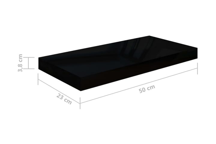 Kelluva seinähylly korkeakiilto musta 50x23x3,8 cm MDF - Musta - Säilytys - Hylly