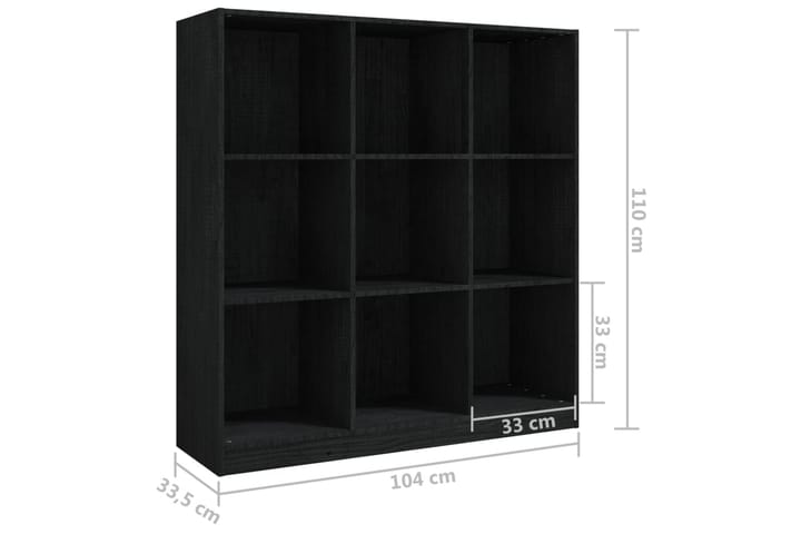 Kirjahylly/tilanjakaja musta 104x33,5x110 cm täysi mänty - Musta - Säilytys - Hyllyt