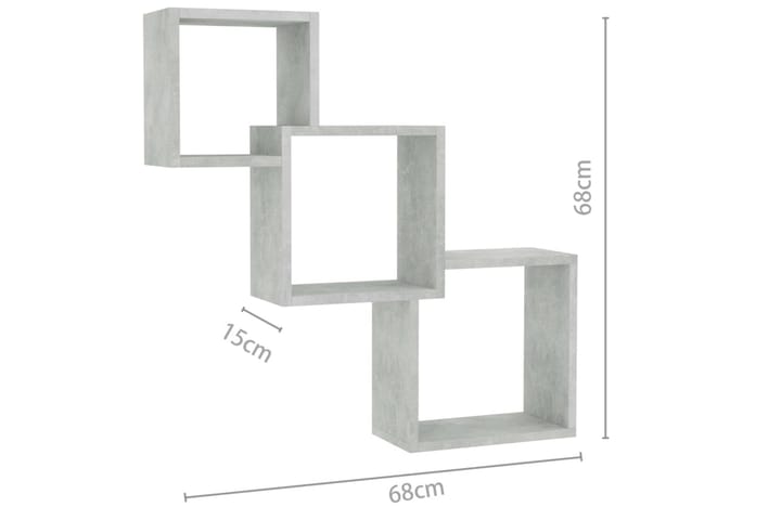 Kuutioseinähyllyt betoninharmaa 84,5x15x27 cm lastulevy - Harmaa - Säilytys - Hyllyt