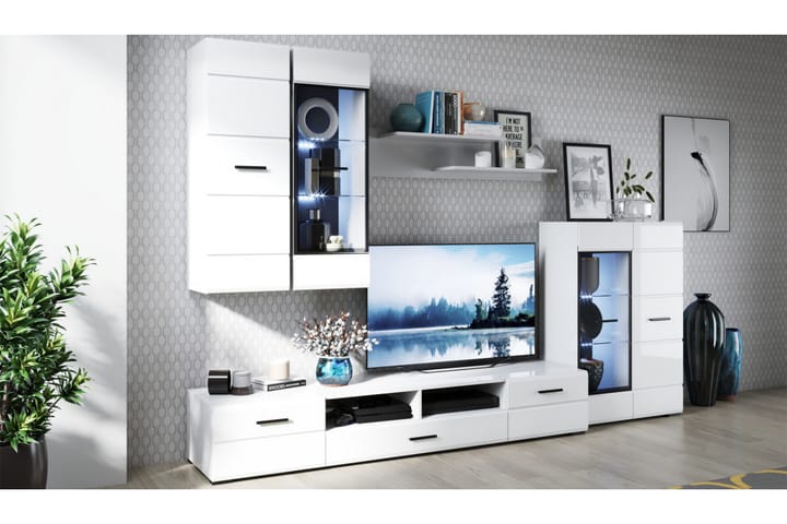 Seinähylly Hoonah 110x23,5x25 cm - Valkoinen/Valk Korkeakiilto - Huonekalut - TV- & Mediakalusteet - Mediajalusta & seinäteline - TV:n seinäteline