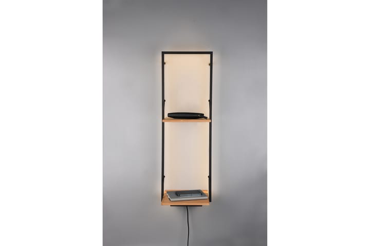 Seinähylly Leonie LED-valolla 72x27 cm Puu/Musta - Mirrors and more - Säilytys - Hyllyt