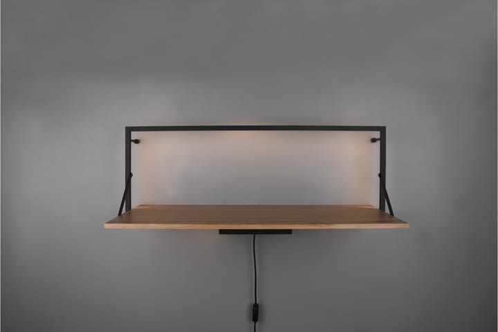 Seinähylly Leonie LED-valolla 90x30 cm Puu/Musta - Mirrors and more - Säilytys - Hyllyt
