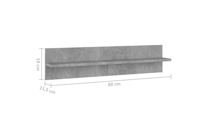 Seinähyllyt 2 kpl betoninharmaa 80x11,5x18 cm lastulevy - Harmaa - Säilytys - Hyllyt