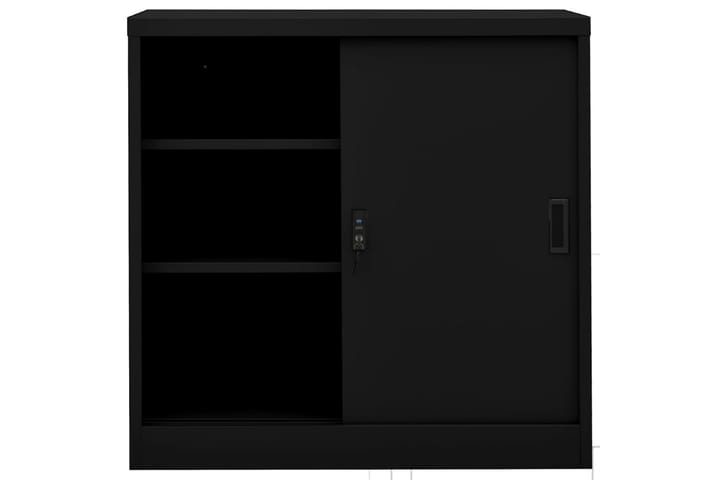 Toimistokaappi liukuovella musta 90x40x90 cm teräs - Musta - Säilytys - Kaappi - Säilytyskaappi - Toimistokaappi - Asiakirjakaappi
