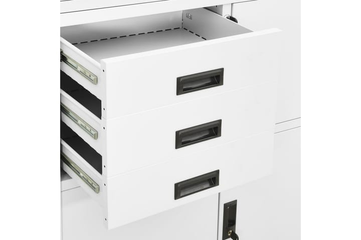 Toimistokaappi valkoinen 90x40x180 cm teräs - Säilytys - Kaappi - Säilytyskaappi - Toimistokaappi - Asiakirjakaappi