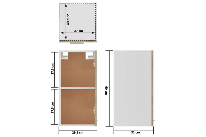 Seinäkaappi Sonoma-tammi 29,5x31x60 cm lastulevy - Ruskea - Säilytys - Kaappi - Säilytyskaappi
