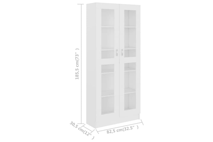 Vitriinikaappi valkoinen 82,5x30,5x185,5 cm lastulevy - Valkoinen - Säilytys - Kaappi - Vitriini